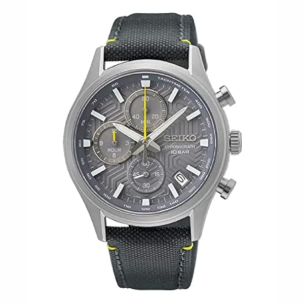 Seiko Analog kvartsklocka för män med nylonarmband SSB423P1, svart